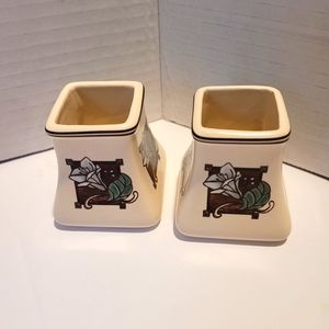 Pfaltzgraff Mission Flower Pattern Toothpick Holders Pair Great Condition